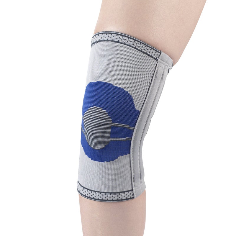 Champion Elastic Knee Support Compression Sleeve with Flexible Stays Gray Side Stays Small